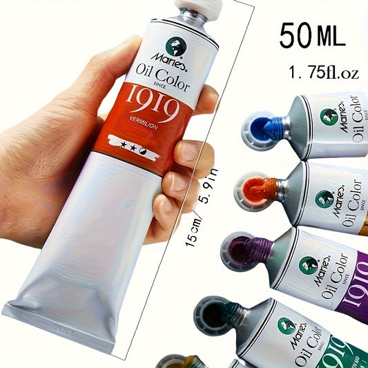 Oil Painting Color Set by Marie's, Five-Piece Artist Paint Selection with Titanium White, Common Color and Popular Shade Options for Studio Art Projects