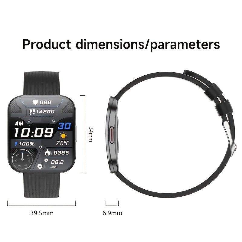 Curved Touchscreen Smart Watch, 1.85-Inch Calling Watch with Message Reminders, Multiple Sports Modes, Camera and Music Controls for iPhone and Android