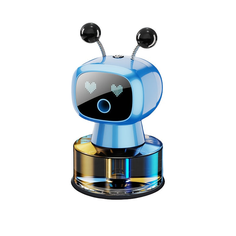 Robot Car Air Freshener with Dynamic Expressions, Automatic Start Stop Spray and Four Adjustable Fragrance Levels, Five Color and Scent Options