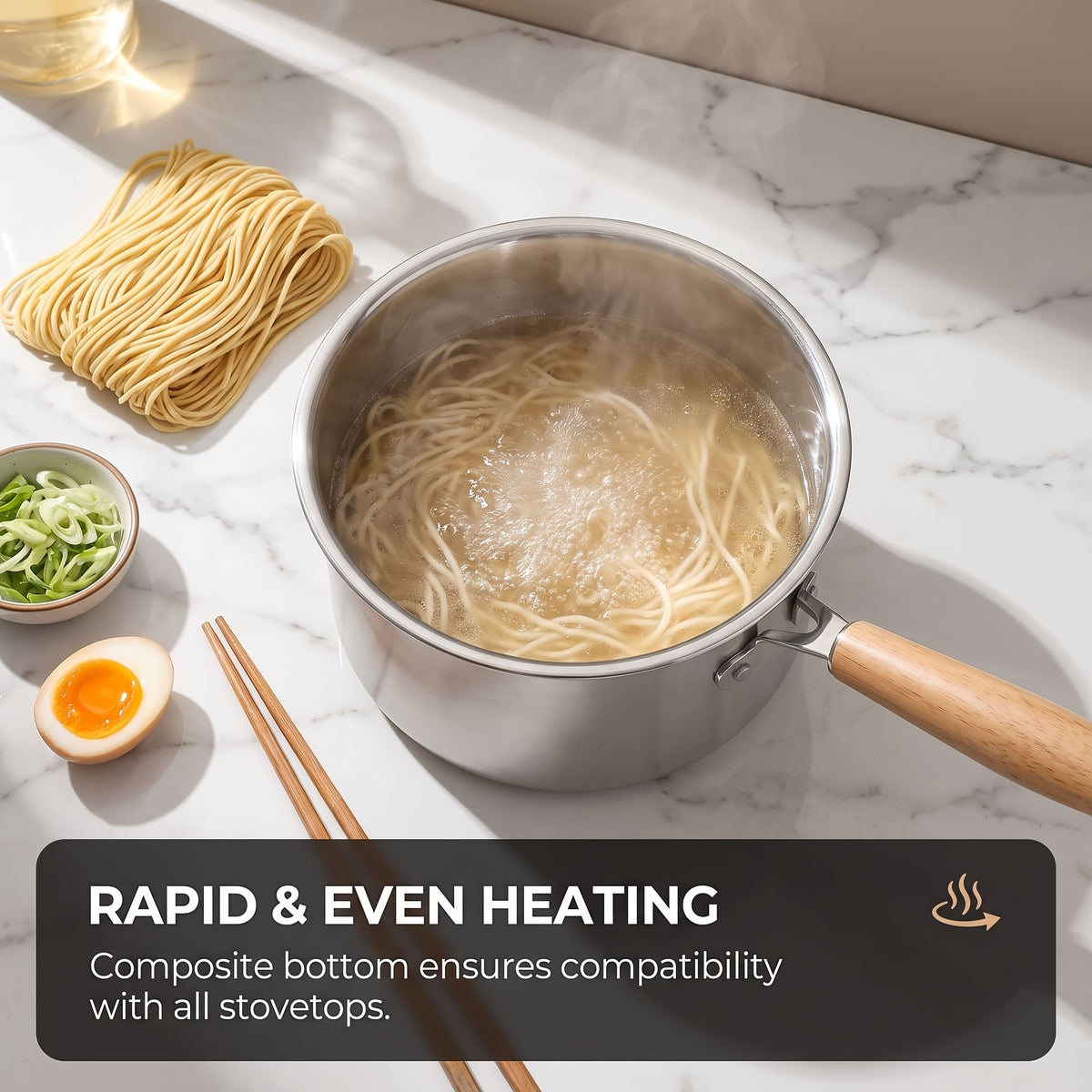 Stovetop Deep Fryer Pot with Frying Basket and Glass Lid, Listed 304 Stainless Steel Tempura Cookware for Fish, Shrimp, Chicken and Fries on Induction or Gas
