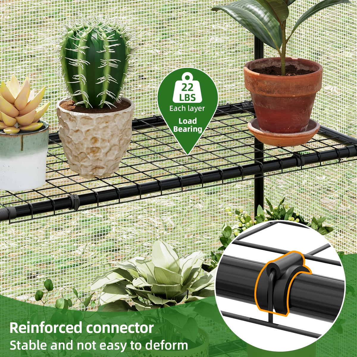 Garden Greenhouse with PE Cover and Listed Iron Frame, Three-Layer, Four-Layer or Large Walk-In Options in Green or White for Seedling and Plant Organization