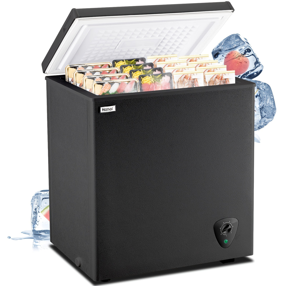 Small Deep Freezer 2.5/3.5/5.0 Cu Ft, Compact Chest Freezer with 7-Level Adjustable Temperature, Top Open Door and Removable Basket, Low Noise Freezer for Home Kitchen, Dorm and Apartment, Black