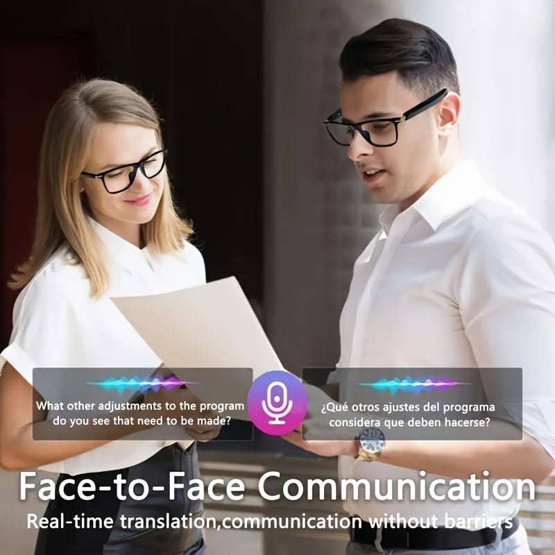 Audio Translation Glasses with 160-Language Real-Time Translation, GPT Chat Features, Built-In Microphone and Speaker, Music Playback and Hands-Free Calls