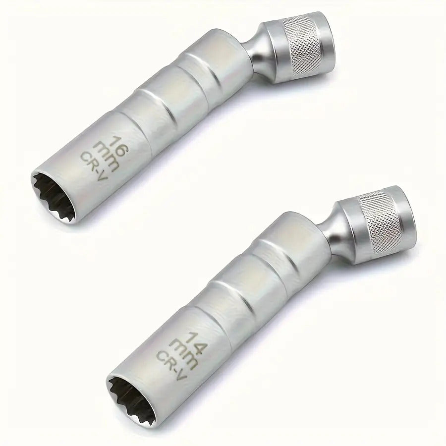Spark Plug Socket Set with Magnetic Design and Listed 14mm plus 16mm Sizes, Alloy Steel Tool Selection for Compatible Automotive Spark Plug Maintenance
