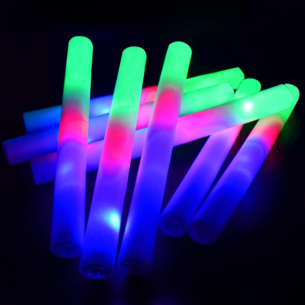 LED Foam Light Sticks with Quick, Slow and Alternating Flash Modes, Soft Party Favors in 30pcs or 96pcs+4pcs Options for Weddings, Concerts and Sports Events