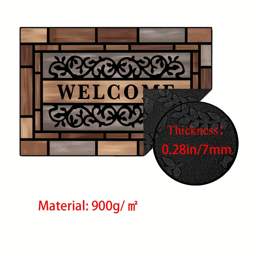 Wood-Pattern Welcome Doormat for Indoor Entryways, Decorative Entrance Floor Mat with Listed Non-Slip Design for Hallways and Home Styling