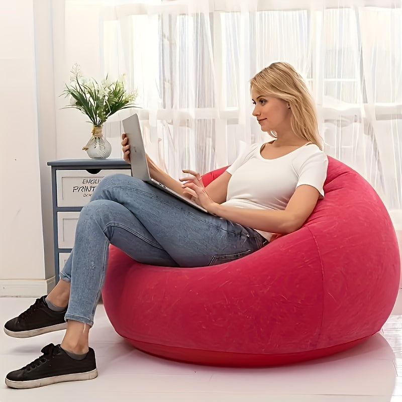 Round Lounge Sofa Chair, Single-Seat Ball Sofa in Dark Blue, Red or Brown for Living Room Relaxation, Office Breaks and Suitable Outdoor Picnic Setups