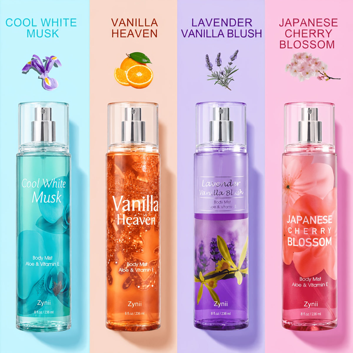 Women's Fragrance Mist for Hair and Body with Cool White Musk, Midnight Embrace and Cotton Candy Labels, Size and Upgraded Options for Daily Wear and Gifts