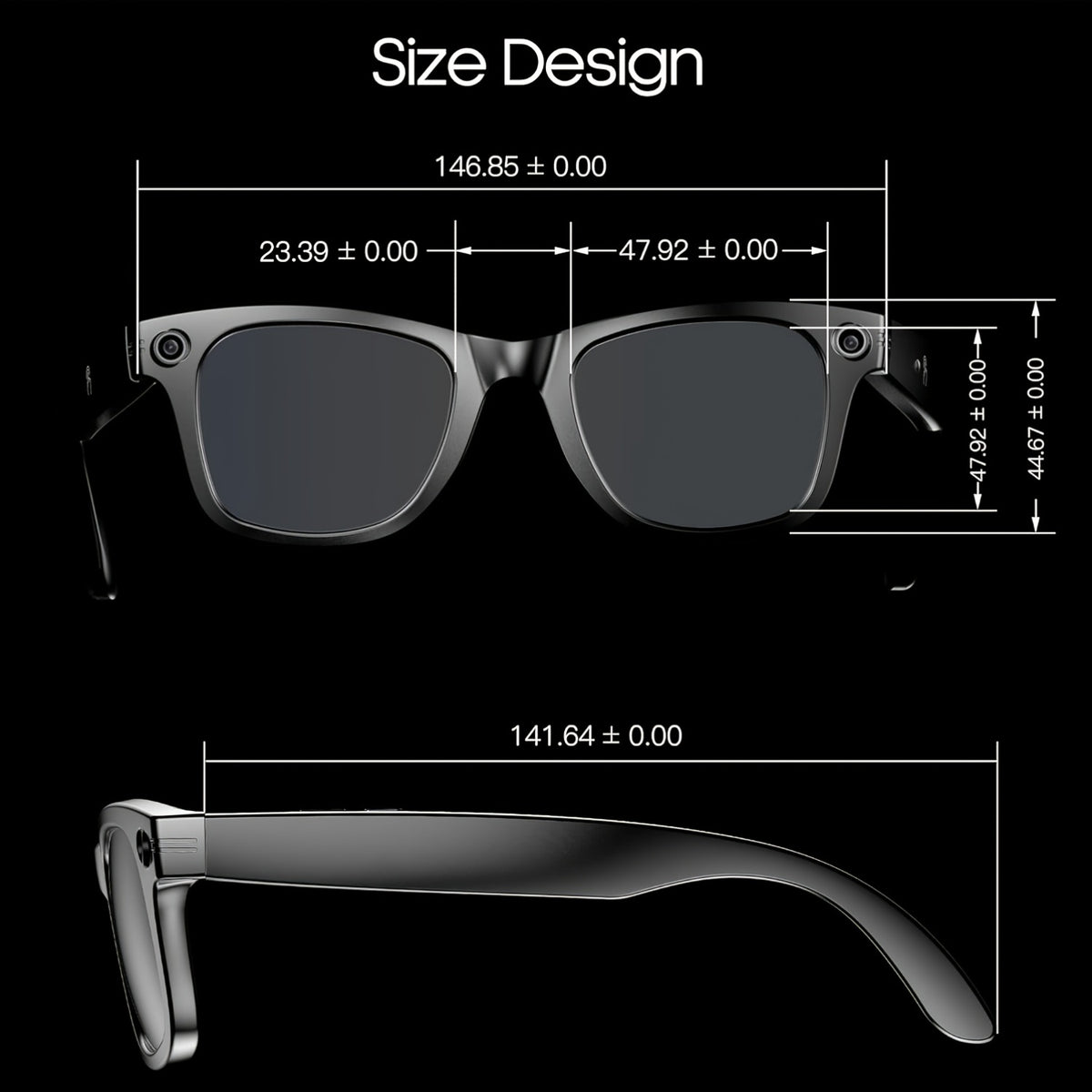 Camera Audio Smart Glasses with Replacement Lenses, Listed AI Translation, Object Recognition, Voice Assistant, Calls and Music for Everyday Wearable Use