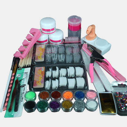 Acrylic Nail Powder Tool Kit with 12-Color Glitter Reference, Beginner or Nail Art Lamp Set Options for Adult DIY Manicures, Acrylic Liquid Not Included