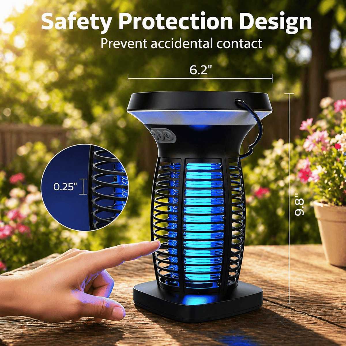 3-in-1 Solar Bug Zapper with LED Light and SOS Mode, USB-C Rechargeable Electric Insect Trap with Auto On-Off for Patio, Garden and Camping