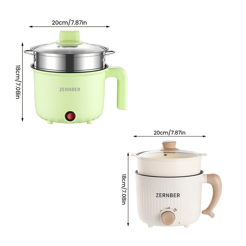 Triple-Power Electric Cooking Pot with Listed Nonstick Coating, ZERNBER 60.87oz A or B Model Labels for Compatible Hot Pot, Soup, Ramen and Kitchen Meal Preparation