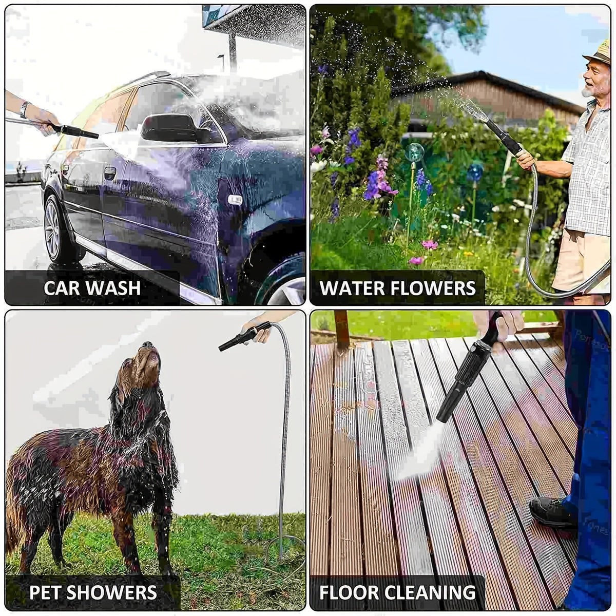 Flexible Metal Garden Hose with Spray Nozzle, Stainless Steel Watering Hose for Yard Care and Vehicle Rinsing, Standard and Upgraded Length Options
