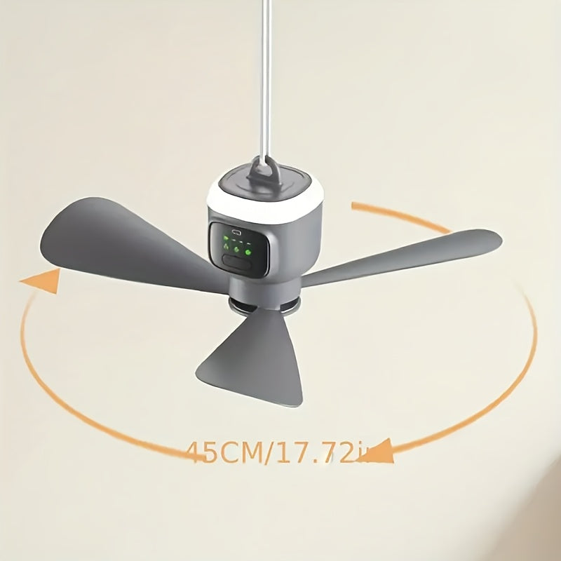 Battery Ceiling Fan with Light and Remote, Grey Gazebo Fan with Four Listed Speeds, 12000mAh Battery Reference and 8-Hour Timer for Compatible Sheltered Setups