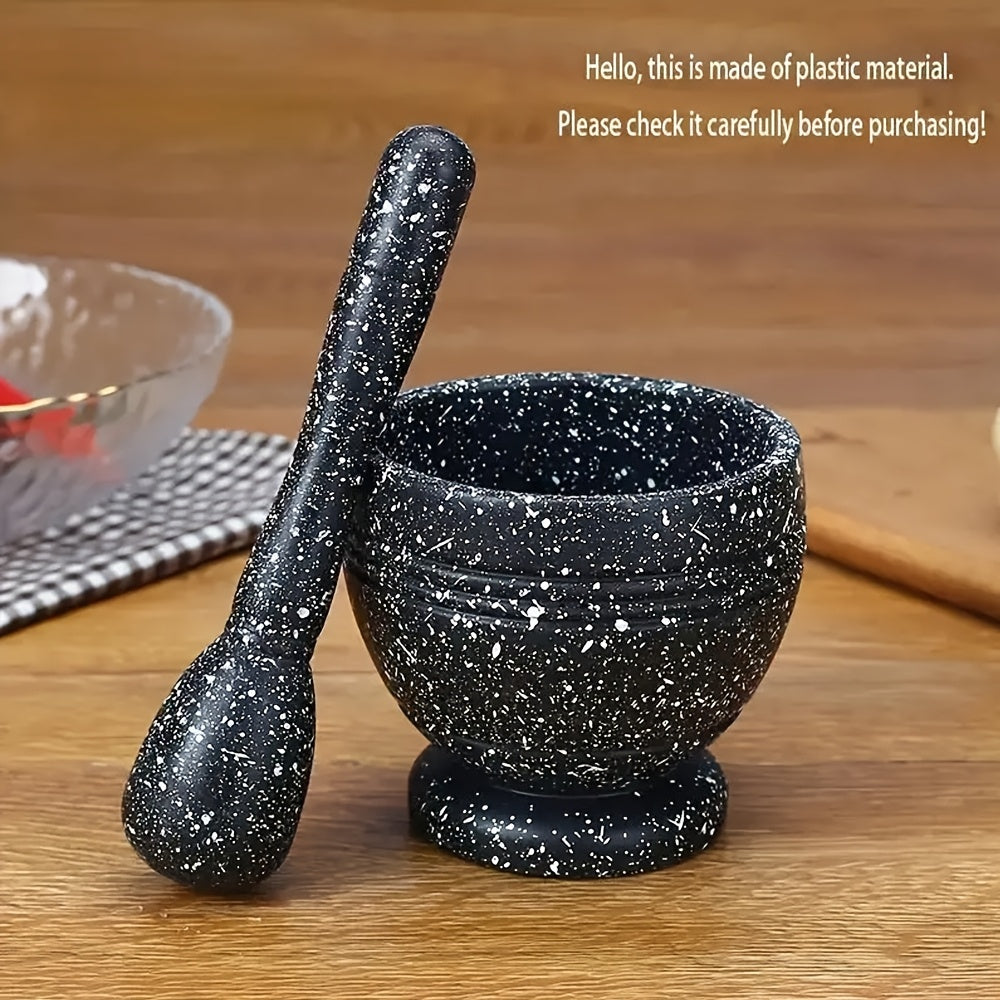 Manual Garlic and Spice Grinder with Pestle, PP Kitchen Set in Wood Color or Granite Color for Hand Crushing Herbs and Everyday Meal Preparation