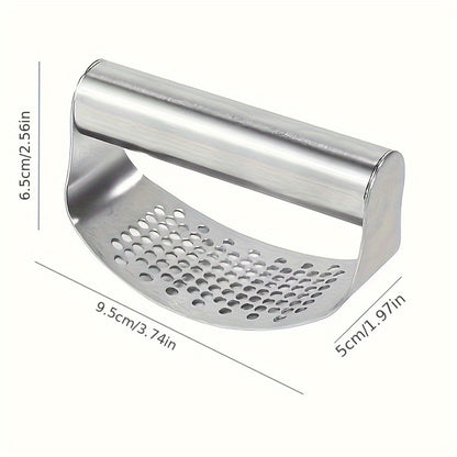 Arc-Shaped Garlic Press with Listed Stainless Steel Ring Design, Manual Garlic Masher for Homemade Sauces, Marinades and Everyday Kitchen Meal Preparation