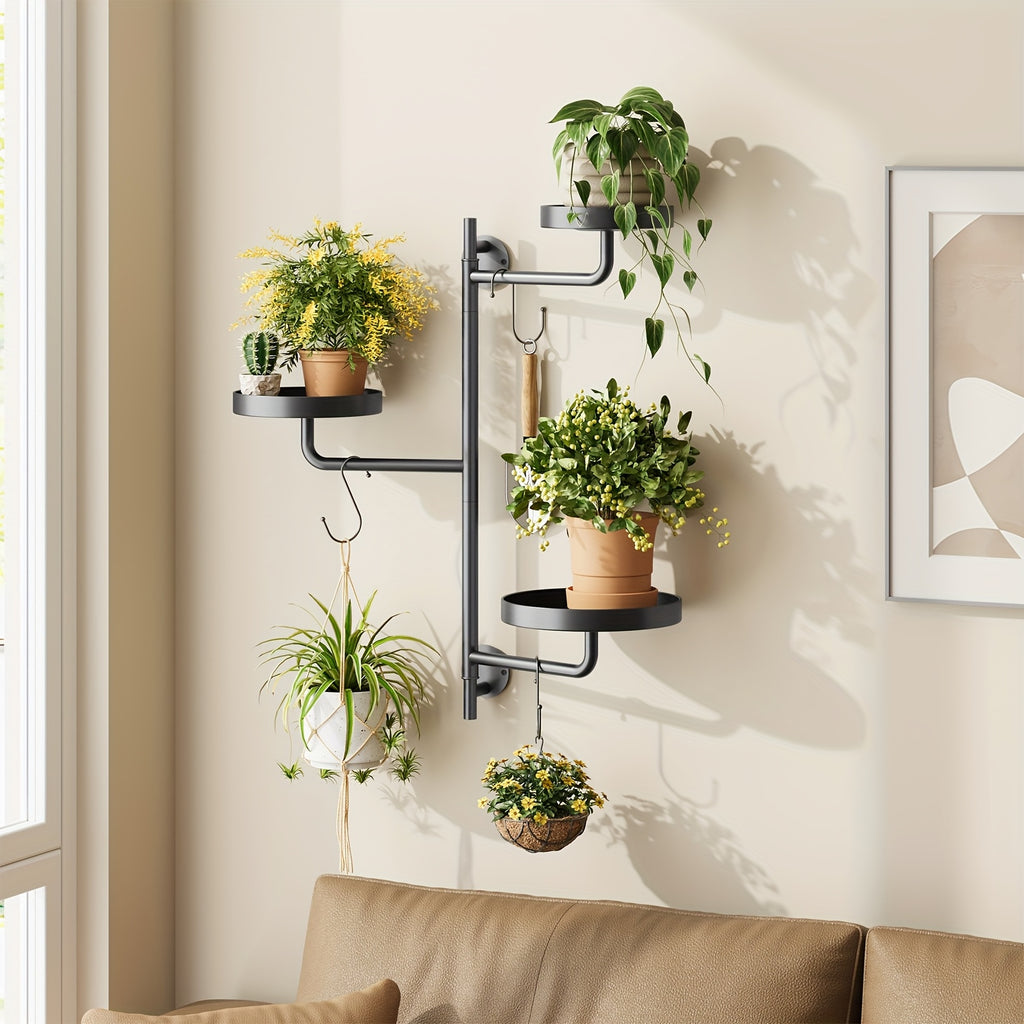 Rotating Wall Plant Stand with Three-Tier Metal Design for Indoor Potted Plant Displays, Window-Area Decor and Living Room Arrangements, 3pcs Option