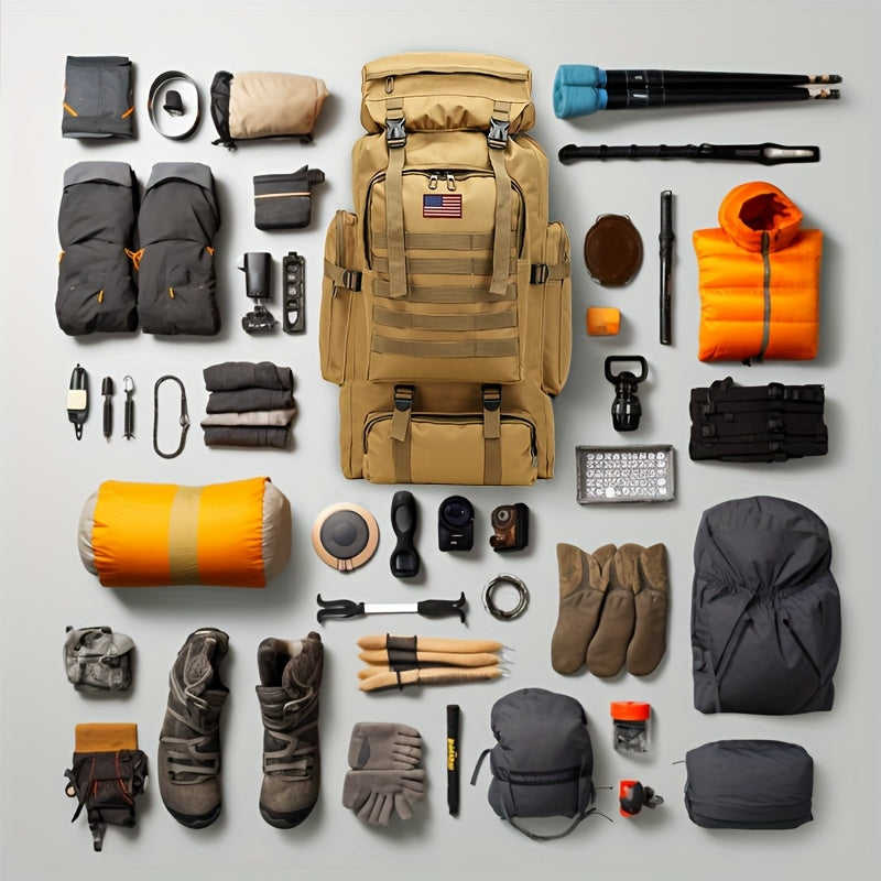 MOLLE Tactical Hiking Backpack with Multiple Compartments, Listed Two-Piece Set for Outdoor Gear Organization, Camping, Trekking and Adventure Travel