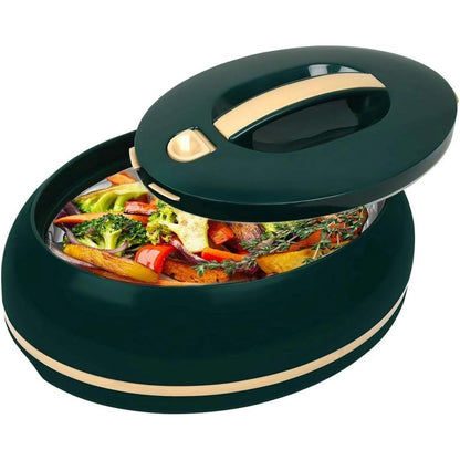 Insulated Serving Bowl with Locking Lid by Pinnacle, 3.15-Quart Oval Stainless Steel Interior Container for Potlucks, Buffet Serving and Family Meals