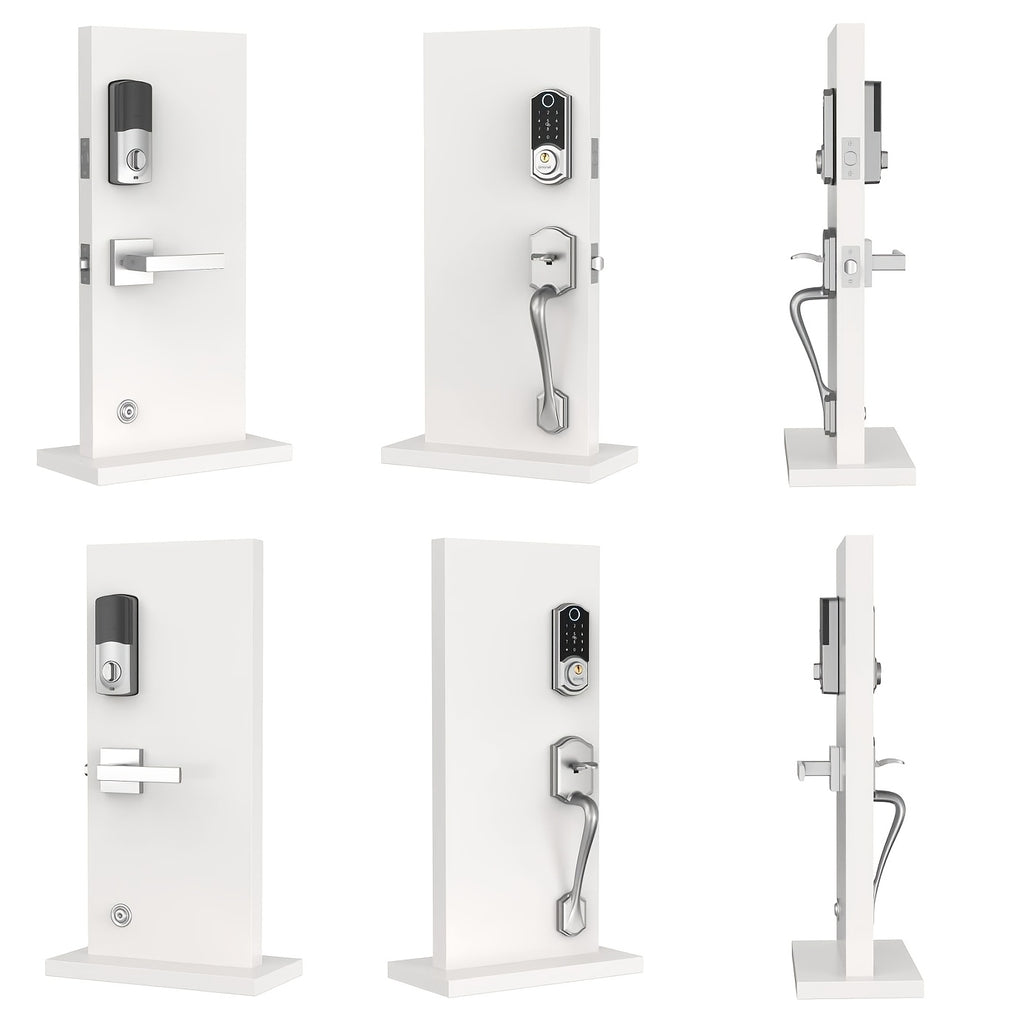 SMONET Fingerprint Deadbolt and Handle Set with Bluetooth, Digital Keypad, Phone App and Auto-Lock Wording, Black, Silvery or Oil Rubbed Bronze Options