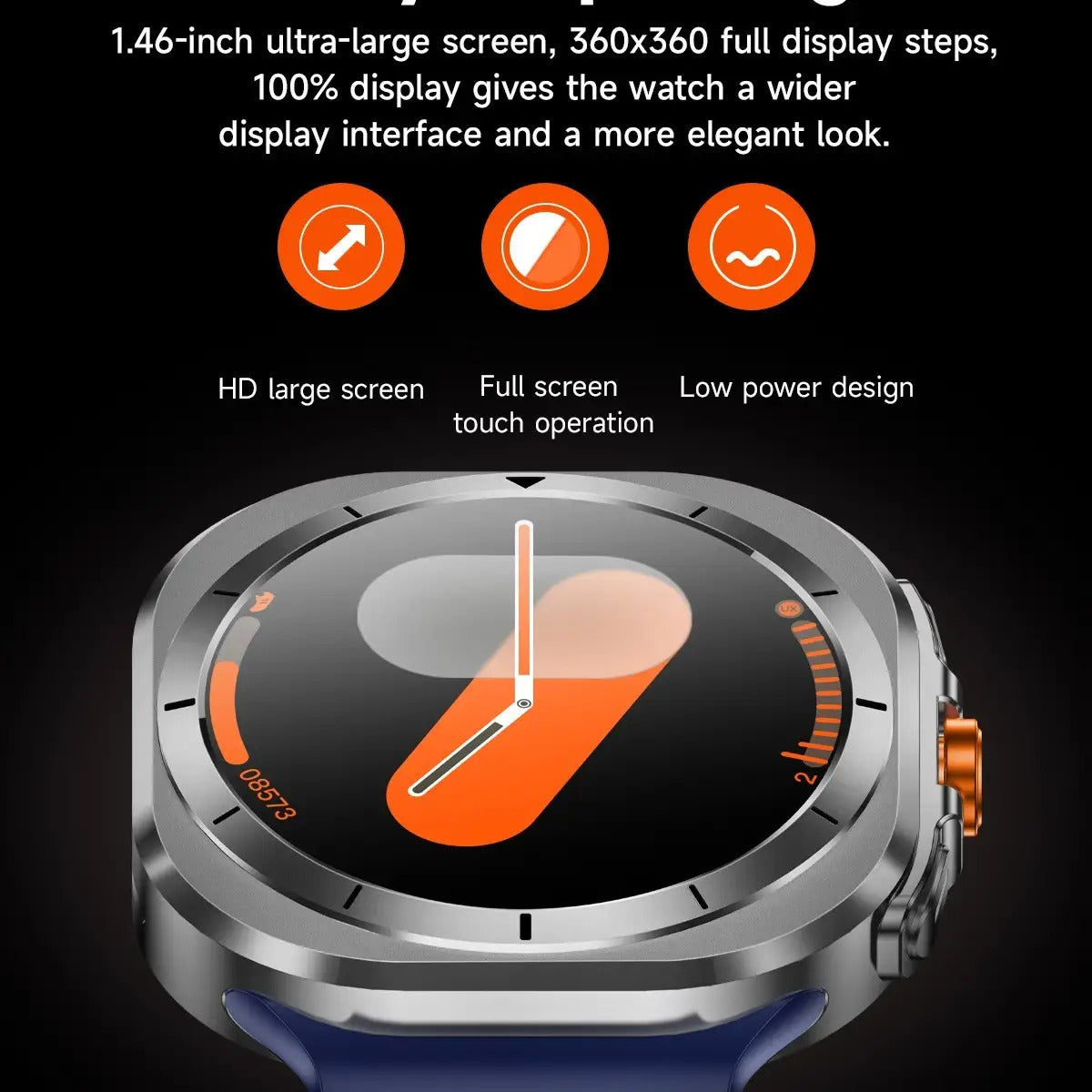 Wireless Calling Smartwatch with Customizable Watch Faces, Listed 100 Modes and Voice Assistant, Orange, Black, White or Blue Watch for Everyday Activity Tracking