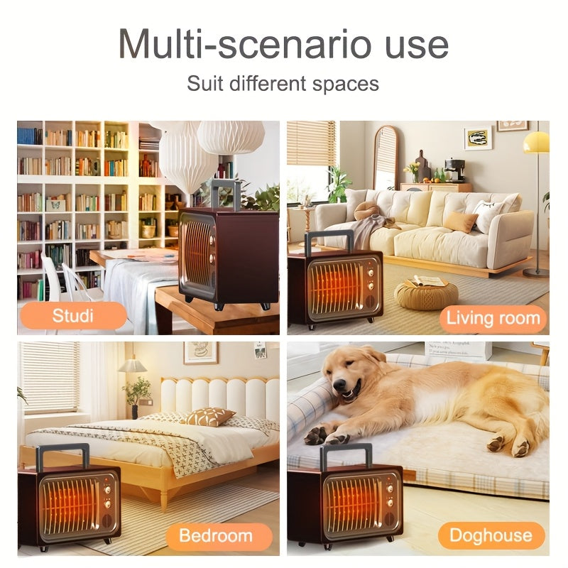 Red PTC Ceramic Heater Fan with Listed Three Modes, Small Electric Space Heater with Overheat and Tip-Over Shutdown Wording for Supervised Indoor Warmth