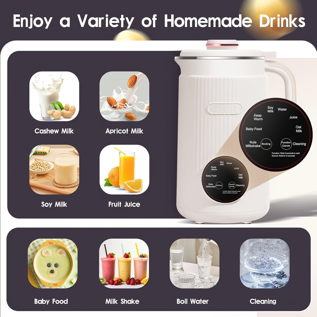 Homemade Nut Milk Maker Machine, Multi-Functional Automatic Plant Milk Blender with One-Touch Operation for Almond, Oat, Soy and Coconut Milk, 27.05 Oz Countertop Blender