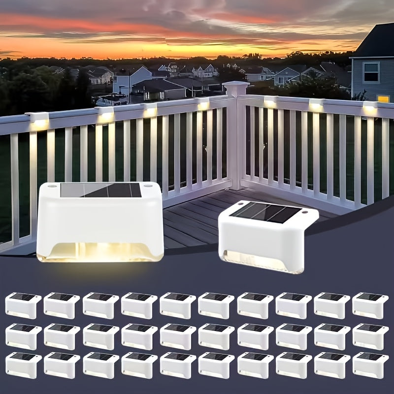 Solar LED Deck Light Multipack with Automatic On-Off, 32 or 64 Piece Options in Black, White or Brown for Patio, Fence, Outdoor Stair and Garden Decoration
