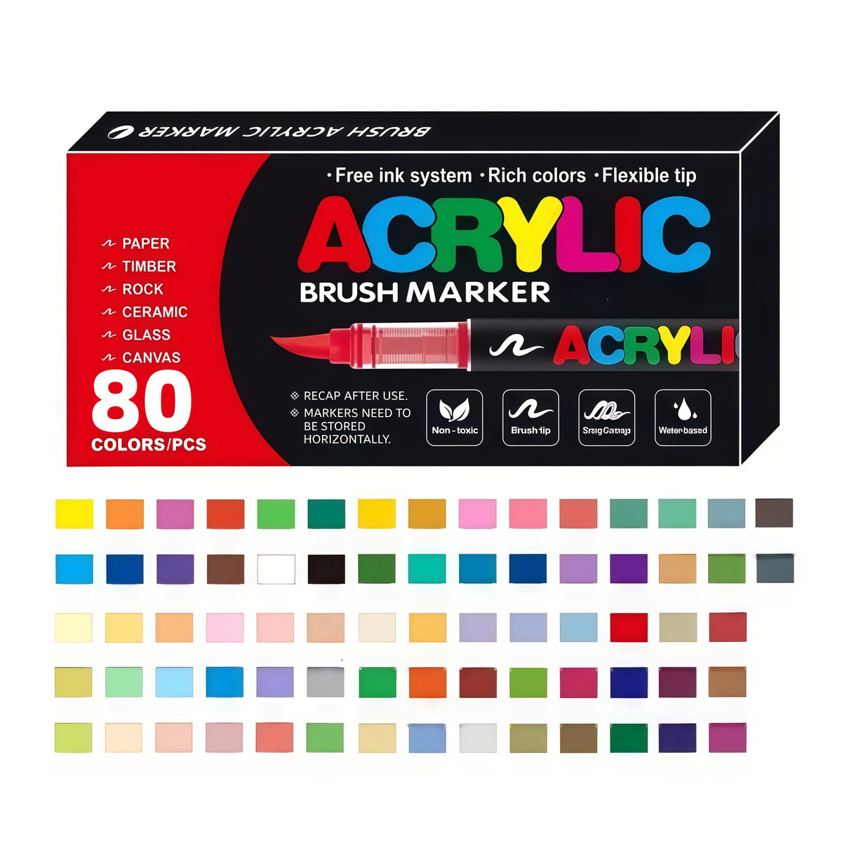 Brush Tip Acrylic Paint Markers for Rock Painting, Wood, Canvas, Glass and DIY Crafts, Art Pen Set Options from 12 Pieces to a Listed 168-Color Selection