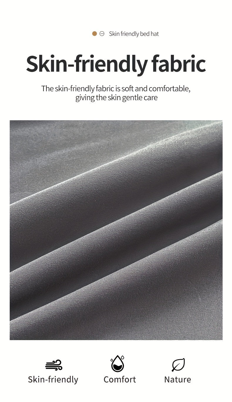 Three-Piece Solid Fitted Sheet and Pillowcase Set, One Soft-Feel Mattress Sheet with Two Pillowcases in Ten Size Labels and Six Colors for Home Bedrooms