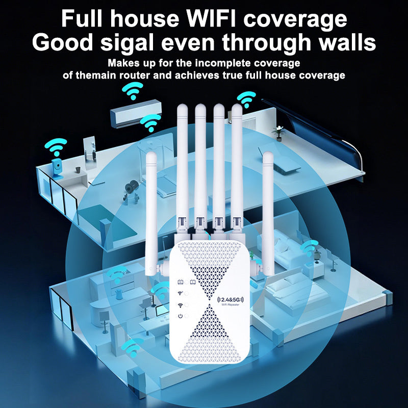 WiFi 6 Range Extender with 6 Antennas, Compact Wireless Signal Booster and Repeater for Home Office and Coffee Shop Network Coverage