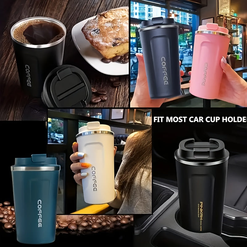 Vacuum Insulated Travel Mug, Black 510ml Stainless Steel Coffee Tumbler with Double-Wall Construction for Reusable Tea and Everyday Office Drink Routines