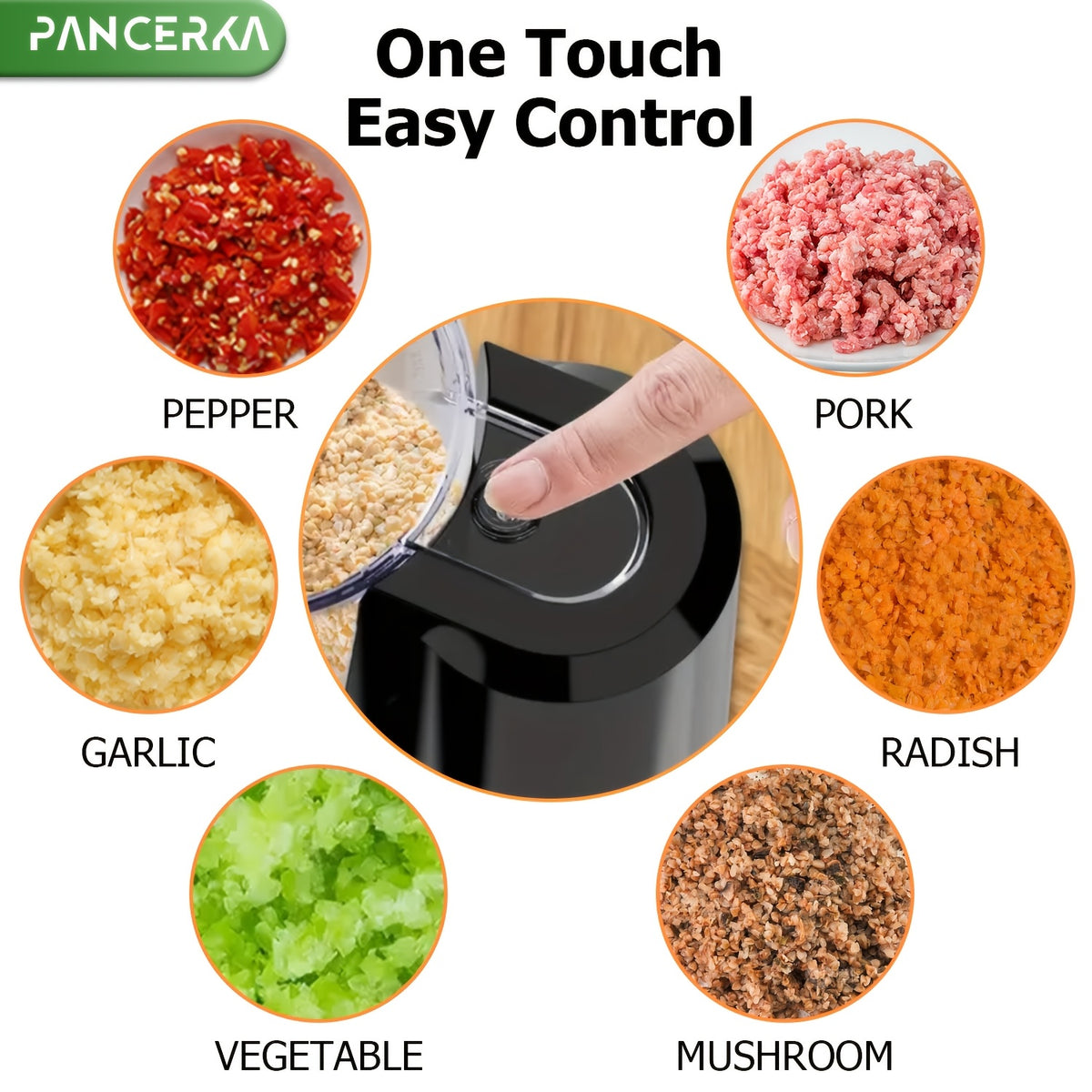 Electric Vegetable Chopper PANCERKA in Black with Listed Dicing, Mincing and Puree Functions, Kitchen Food Processor for Instruction-Approved Meal Preparation