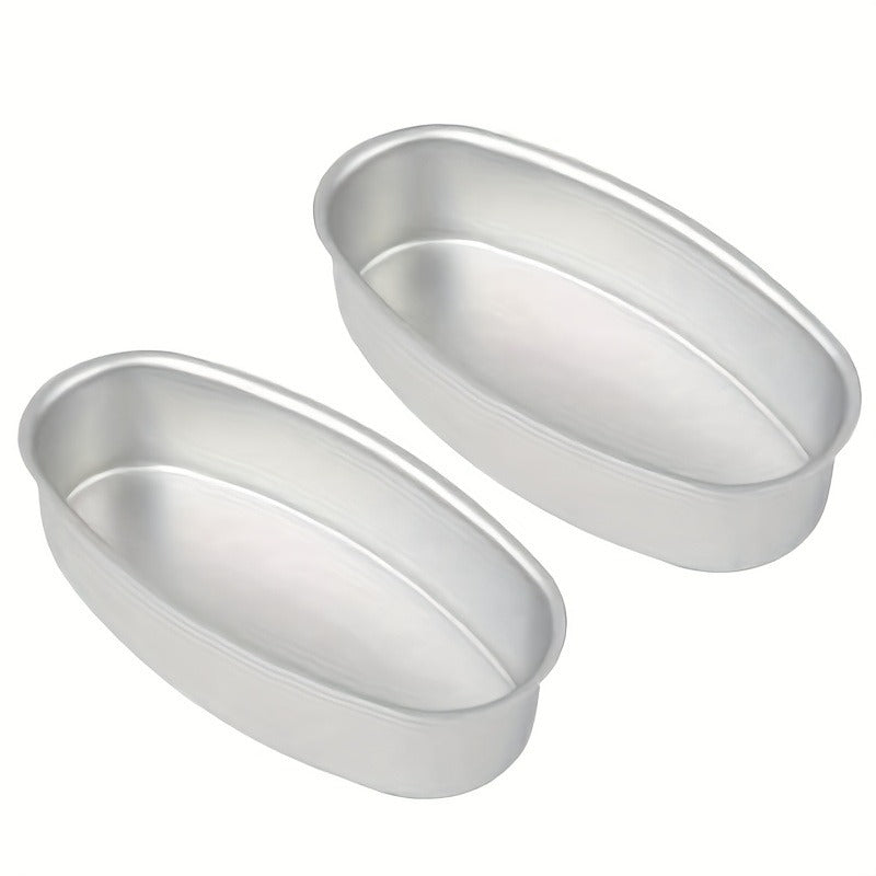 Oval Cheesecake Pan Set with Two Non-Stick Aluminum Molds for Light Cheesecake, Bread and Cake Baking, Versatile Bakeware for Home Kitchens