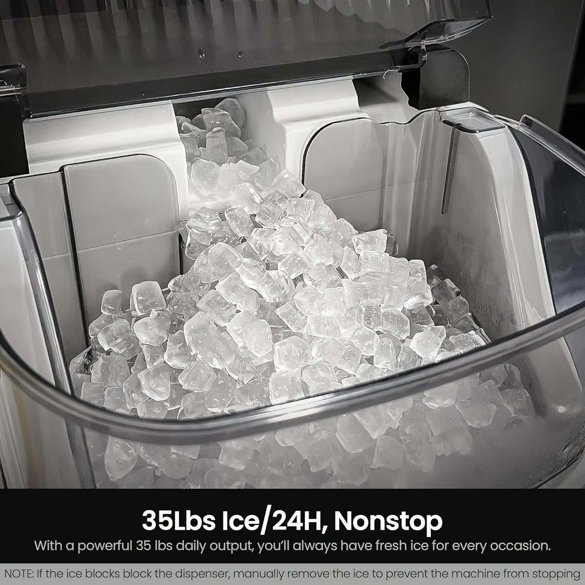 Pebble Ice Maker Countertop, 35lbs/Day Nugget Ice or 26lbs/Day Bullet Ice Machine with One-Click Operation and Self-Cleaning, Ice Basket and Scoop Included for Home, Kitchen and Office
