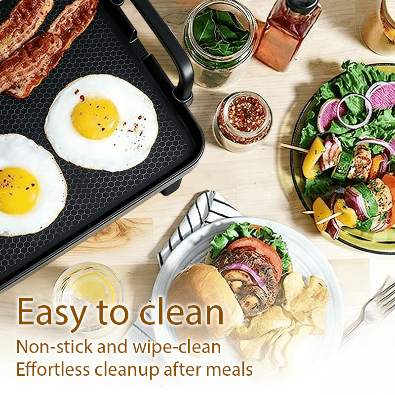 Black Electric Griddle with Nonstick Cooking Surface for Egg and Breakfast Preparation, 15.35 x 8.66 or 22.83 x 10.24 Inch Model Labels for Home Meals