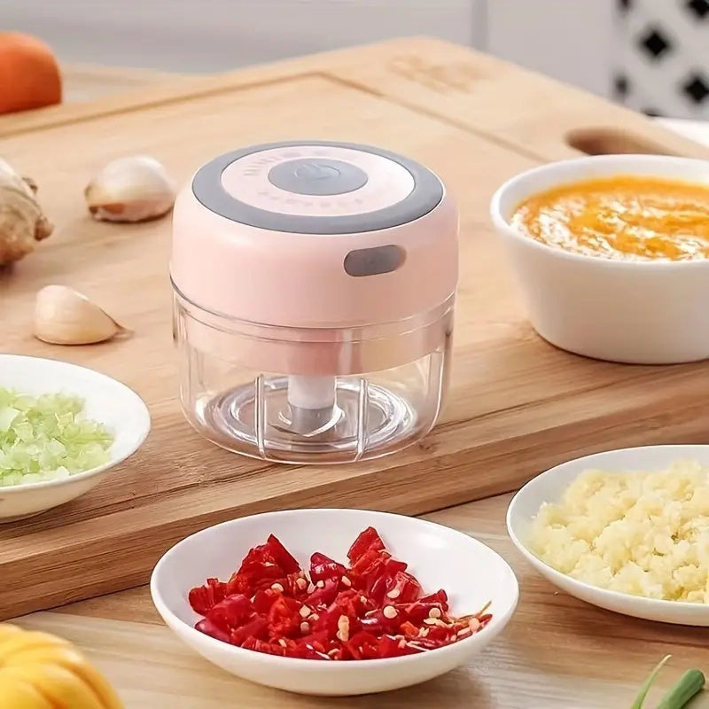 Cordless Mini Garlic Chopper, USB Electric Food Prep Tool with 500ml, 8.45oz Three-Blade and Set Options in White, Green or Pink for Small Kitchen Tasks