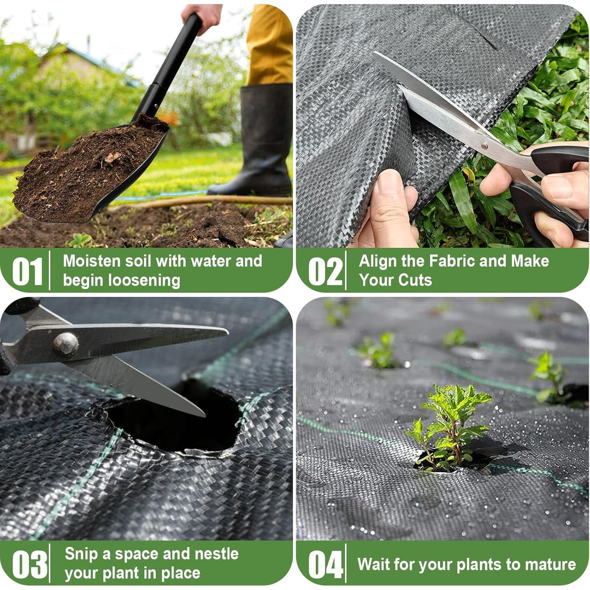 Woven Landscape Fabric Weed Barrier, 3.2oz Garden Ground Cover in 8 x 300 ft or 5 x 100 ft Rolls for Flower Beds, Mulch and Gravel Landscaping