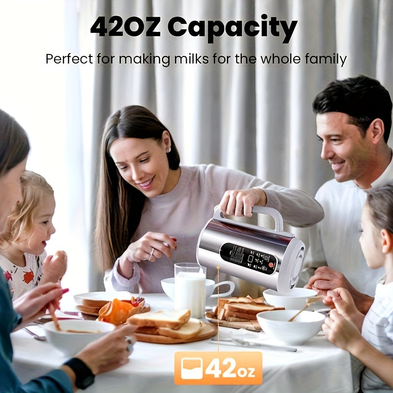 Soy Milk Maker with 1200mL Container, 800W Stainless Steel Multifunction Nut Milk, Soup and Juice Machine with Touch Controls, Auto Cleaning and 24-Hour Timer