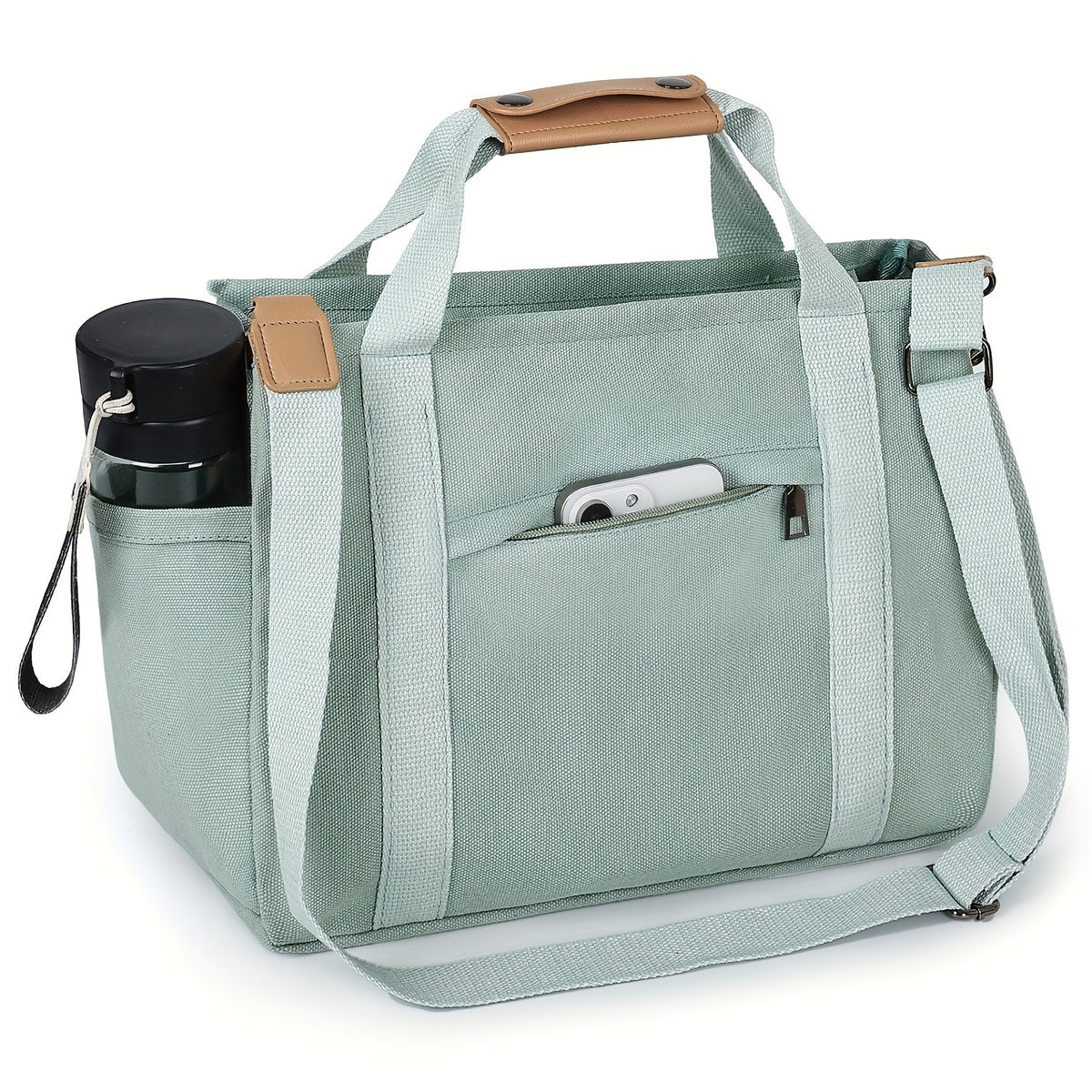 Women's Tote Bag with Three Inner Compartments and Front Zipper Pocket, Small or Large Shoulder and Crossbody Handbag Options for Work, Travel and Daily Carry