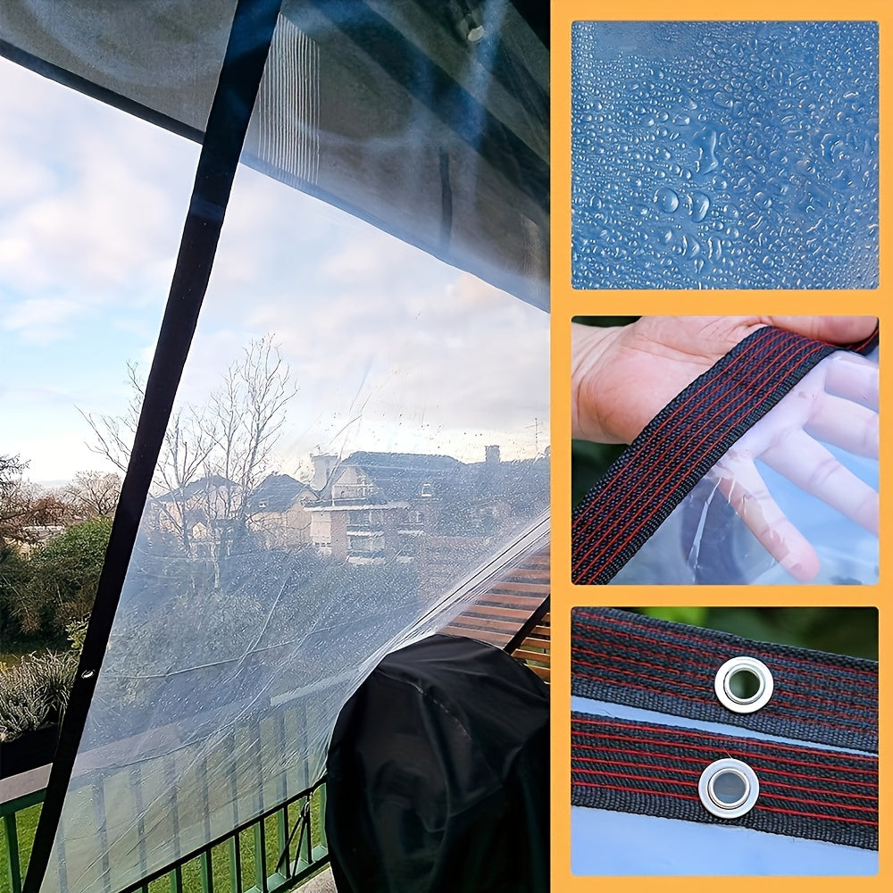 Clear Outdoor Tarp with Listed 15mil Thickness and 78.74 × 157.48-Inch Size, Transparent Cover for Suitable Garden, Patio, Porch and Camping Applications