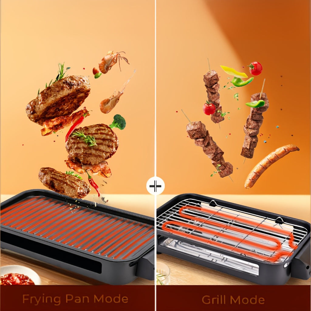 Indoor Raclette Electric Grill, 1500W with 16 x 9 Inch Removable Nonstick Plate and 3 Cheese Pans, Adjustable Temperature for Home Tabletop Cooking