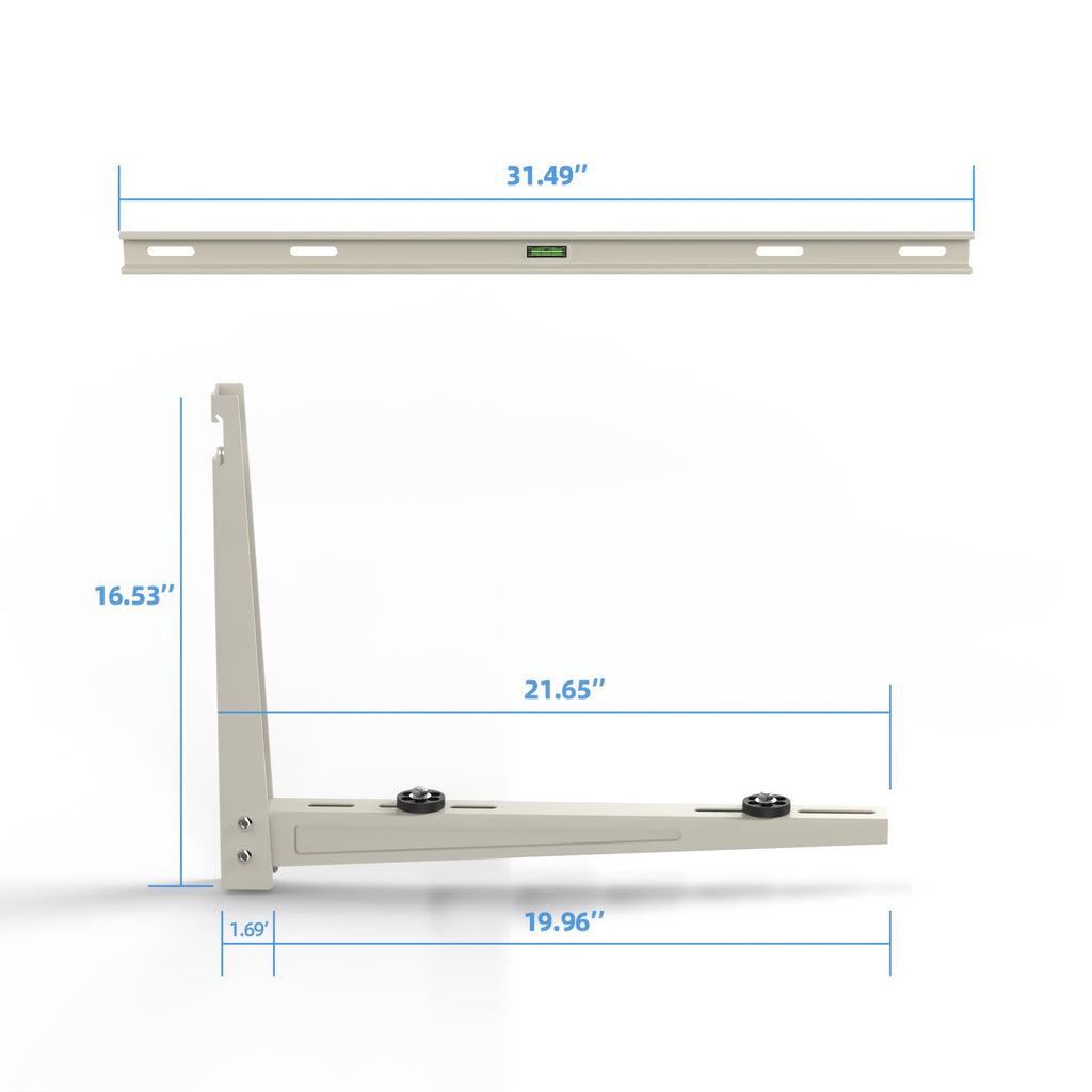 Ductless AC Wall Mount Support Bracket with Listed 9000–36000 BTU Compatibility Wording for Outdoor Mini Split and Heat Pump Installation Planning, Verify Fit and Load