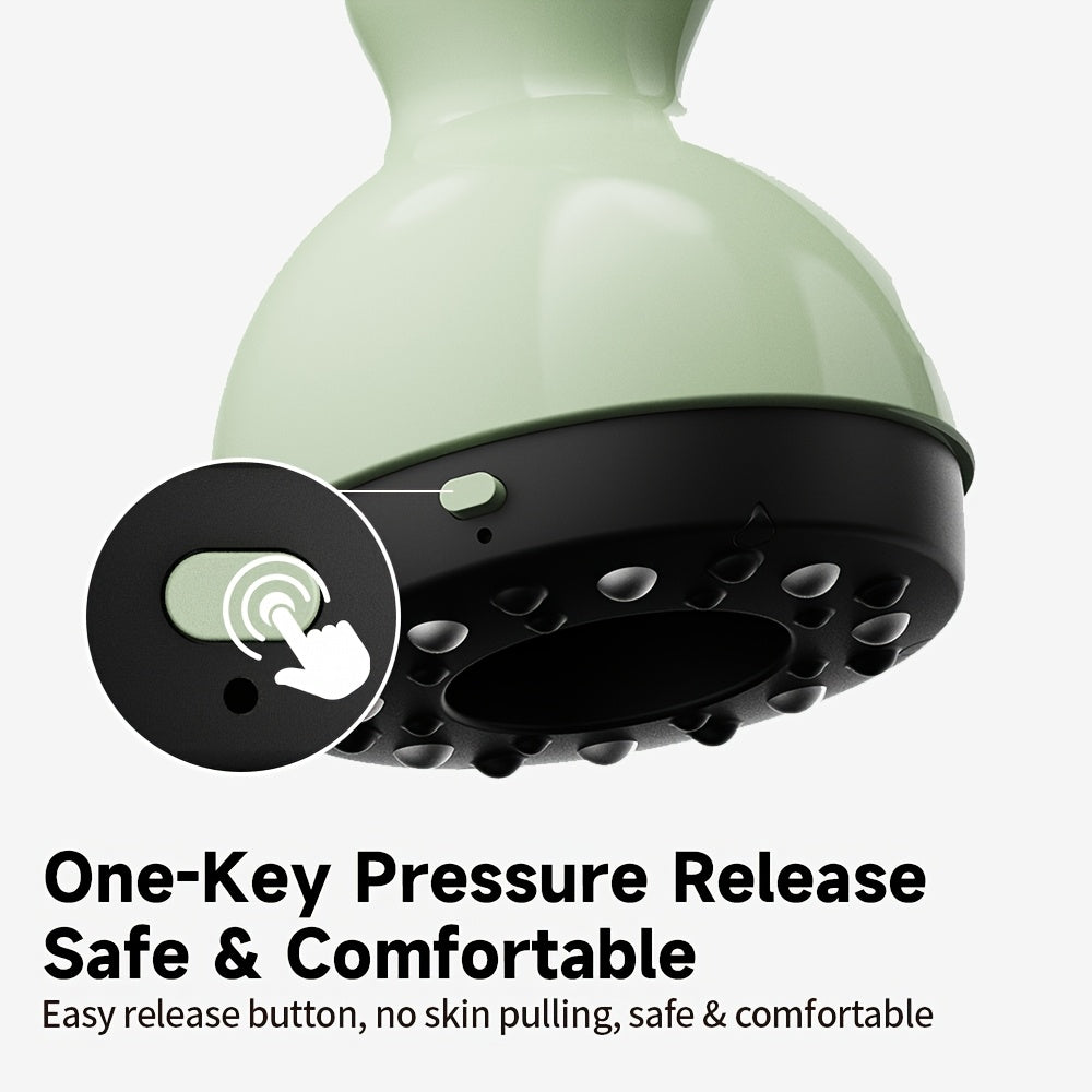 Electric Cupping Massager in Green with Listed USB Rechargeable Design, Nine Adjustment Levels and Eight Steel Balls for Instruction-Guided Home Personal Care