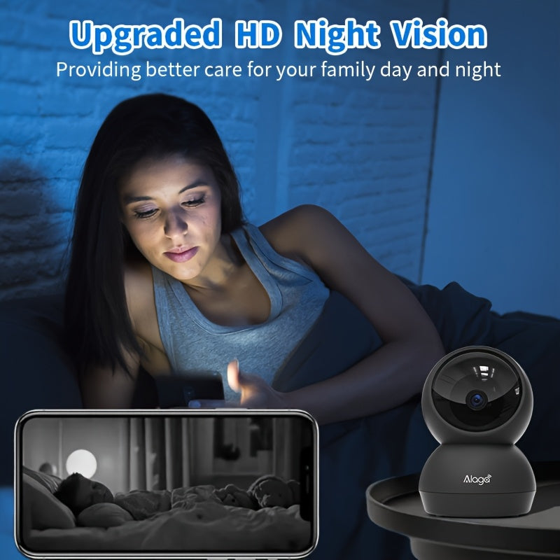 WiFi Home Monitoring Camera in Black One-Piece Option with Listed 2K QHD, Dual-Band Connection, PTZ Tracking, Two-Way Voice and Infrared Night Vision