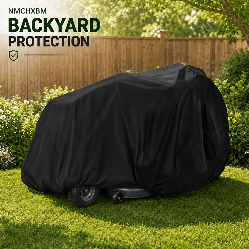 Lawn Mower Cover with Securing Straps and Storage Pockets, Black 800D Polyester Oxford Fabric Cover for Compatible Lawn Equipment and Tractor Storage