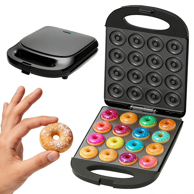 Donut Maker 16-Hole Dual Heating Electric Baking Machine, Precise Temperature Control Pancake and Cake Maker for Family Breakfast, Snacks and Desserts, Multi-Functional Home Donut Baker for Kids and Baking Stores