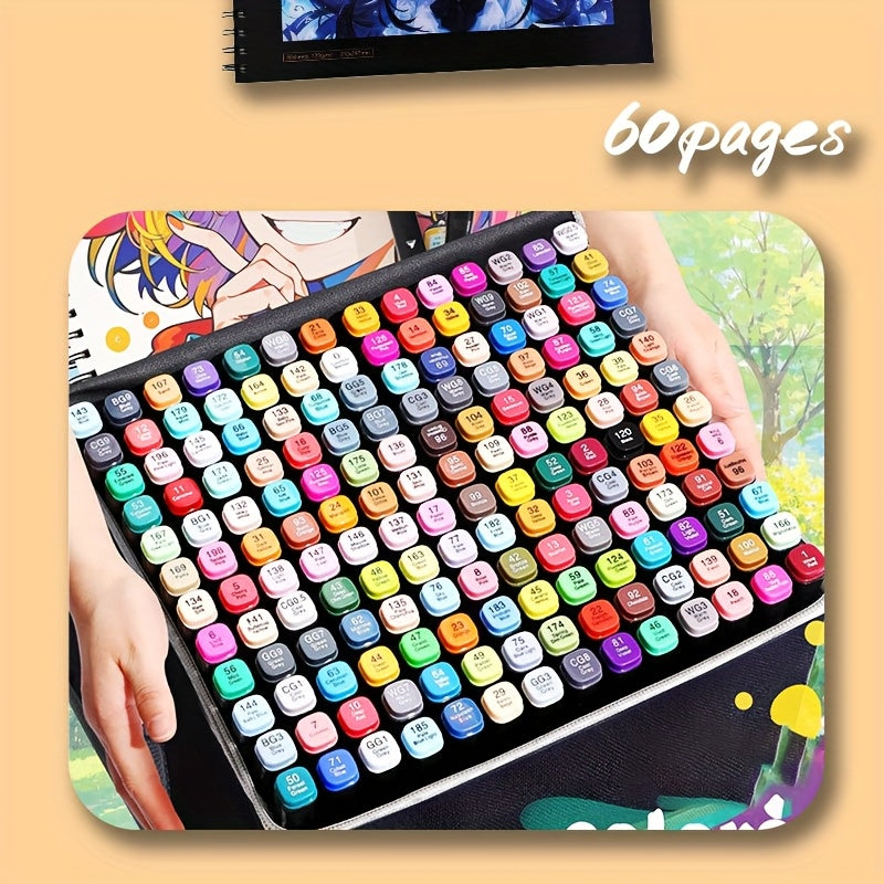 Drawing Marker Set with Dual Tips and Listed A4 Sketchbook, 168, 204 or 262 Color Options for Sketching, Coloring, Illustration and Creative Office Art Projects