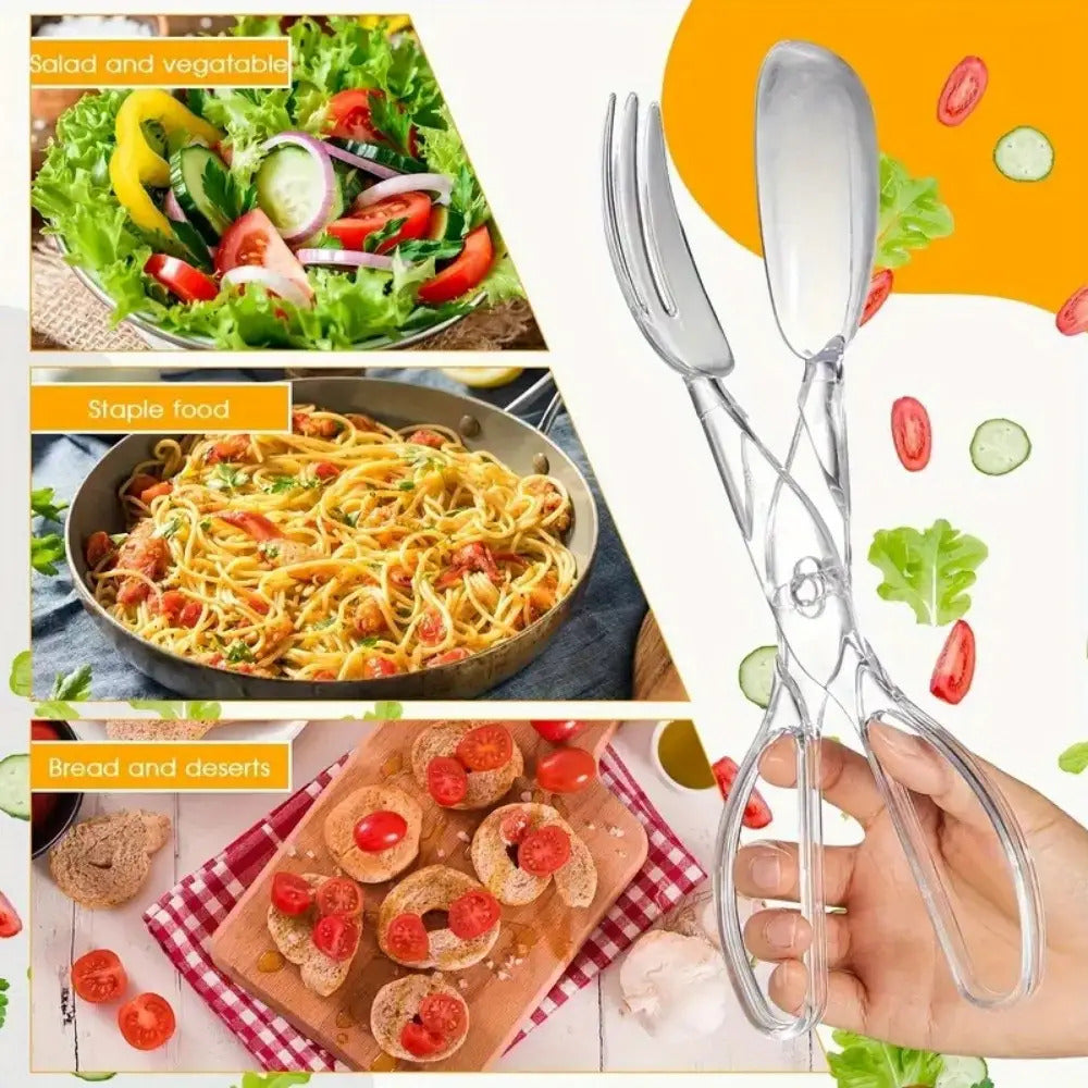 1 Pair of Transparent Plastic Salad Scissors - Reusable, Food-safe, Suitable for Kitchen, Barbecue, Outdoor Cooking, Buffets, and Party Catering - Durable and Hygienic Design Ensures Food-safe Handling from Salad to Serving, Kitchen Gadget