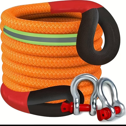 Nylon Tow Rope Kit with Two Steel U-Shaped Hooks and Storage Bag, Listed 16.4-Foot Length in Three Model Options for Compatible Vehicle Equipment